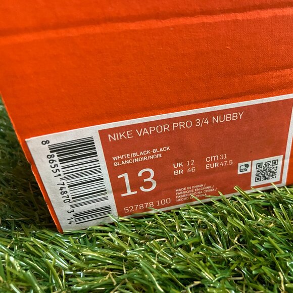 Nike Vapor Pro 3/4 Speed Football Nubby Turf Shoes Size 527878-100 BRAND NEW